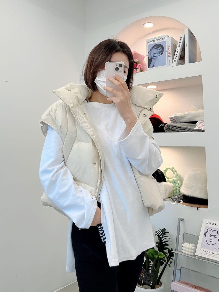 재고 있음 cherry 다용도 변경 가능 캐주얼 펌프 로프 허리 수축 두꺼운 면 후드 베스트 재킷 모자 수 있습니다. 철거 상세 이미지 5