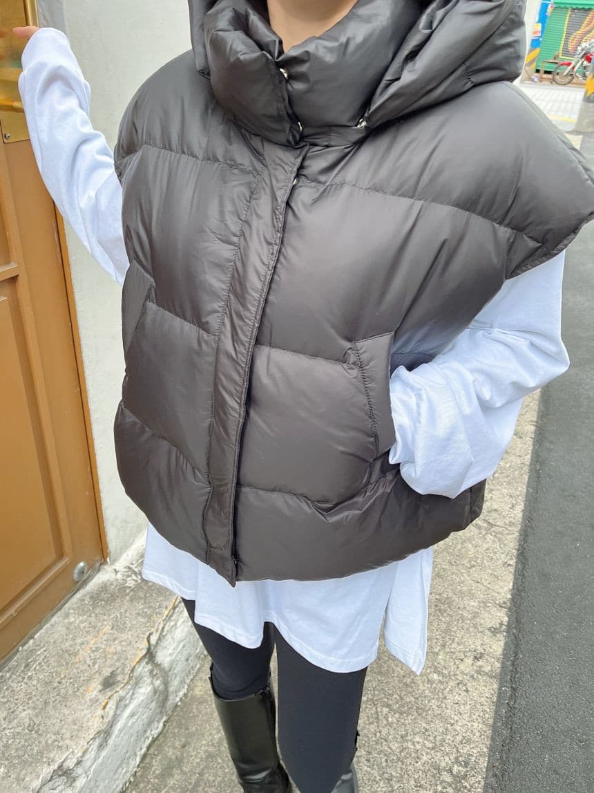 재고 있음 cherry 다용도 변경 가능 캐주얼 펌프 로프 허리 수축 두꺼운 면 후드 베스트 재킷 모자 수 있습니다. 철거 상세 이미지 12