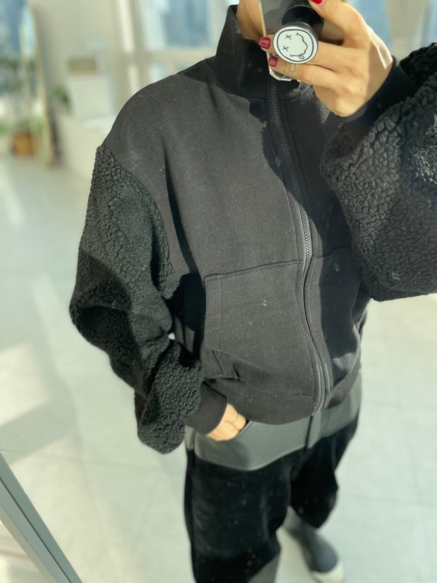 재고 있음 cherry 아메리칸 디자인 센스 양털 패치워크 두꺼운 보온 지퍼 편안함 운동 후드티 재킷 상세 이미지 23