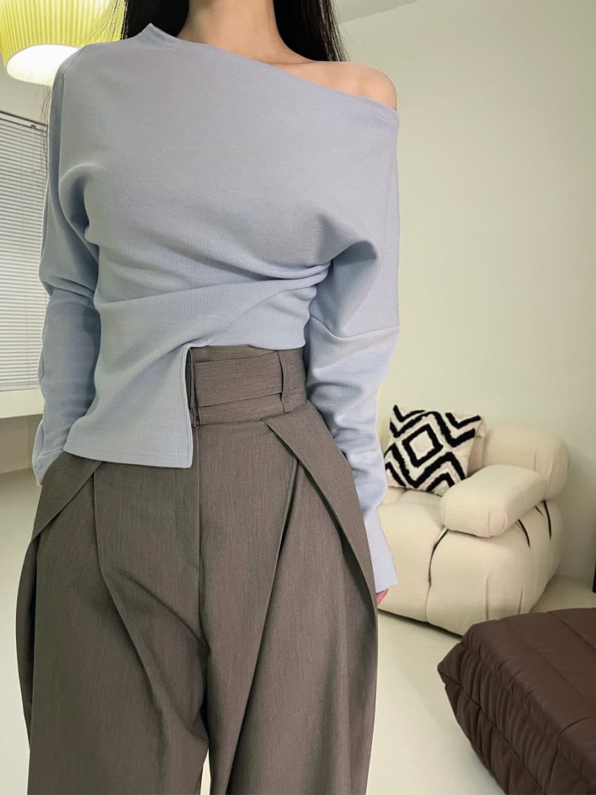 재고 있음 cherry 작은 대중 디자인 센스 중복 3 차원 허리 슬림해 보이는 넓은 다리 도루 센스 하이웨이스트 슬랙스 캐주얼 긴 바지 상세 이미지 20