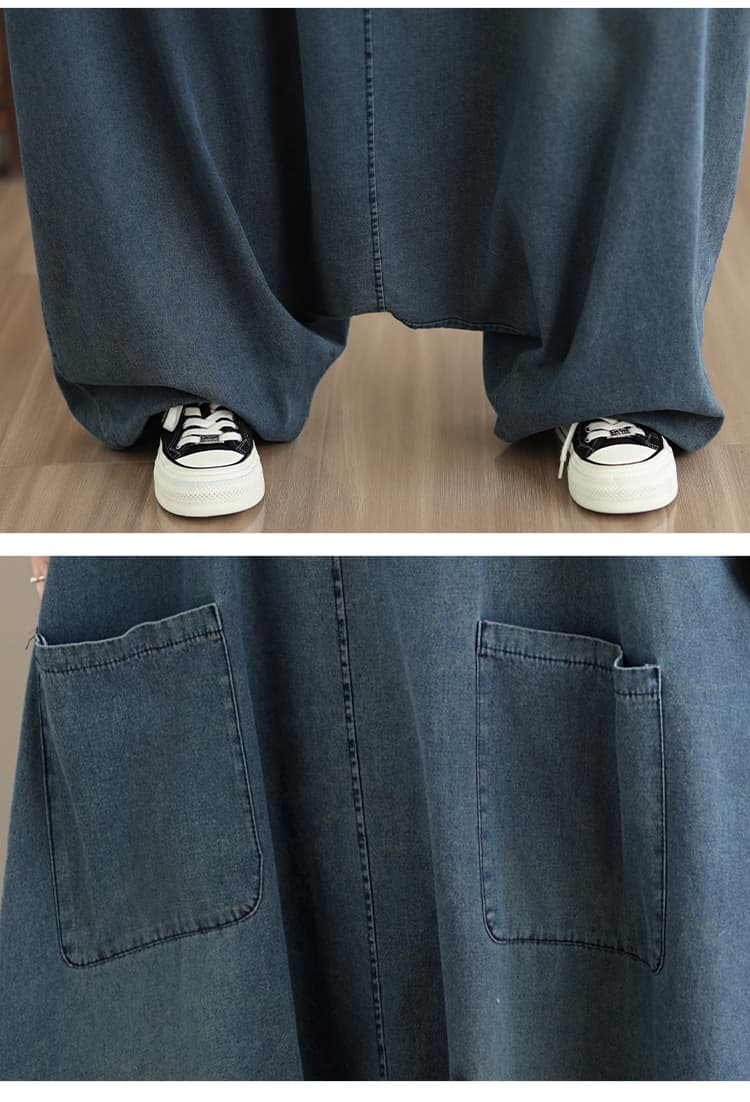 레트로 마 오래된 데님 멜빵 바지 여성 새로운 루즈핏 빅 사이즈 캐주얼 대 에디션 조거 할란 축소 바지 트렌디 상세 이미지 15