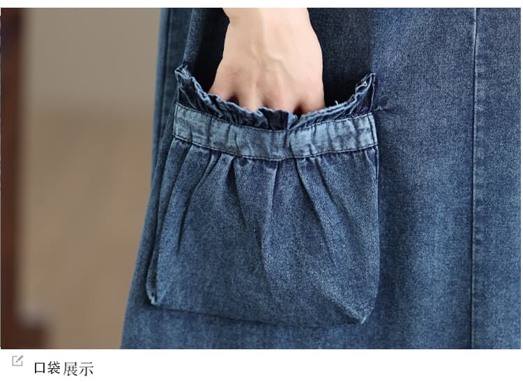 문예 빅 사이즈 루즈핏 한국 스타일 롱 코트 데님 조끼 스커트 루즈핏 데님 베스트 여성 드레스 상세 이미지 15