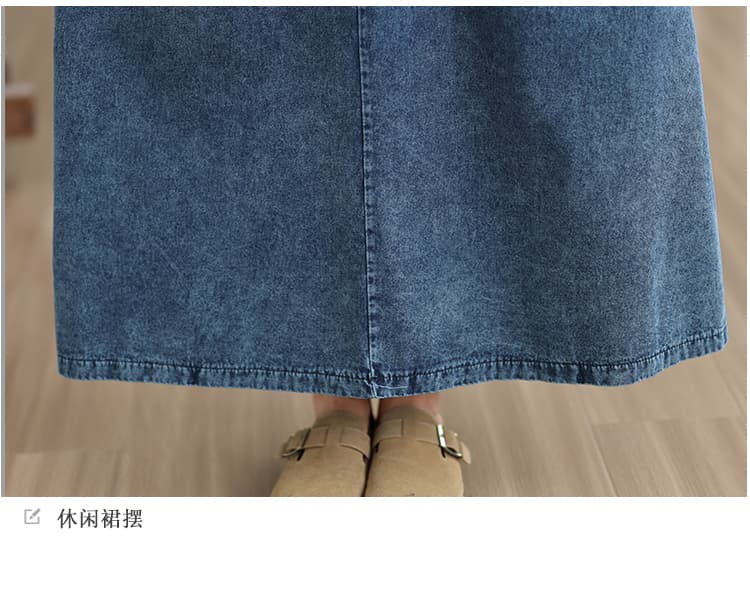문예 빅 사이즈 루즈핏 한국 스타일 롱 코트 데님 조끼 스커트 루즈핏 데님 베스트 여성 드레스 상세 이미지 16
