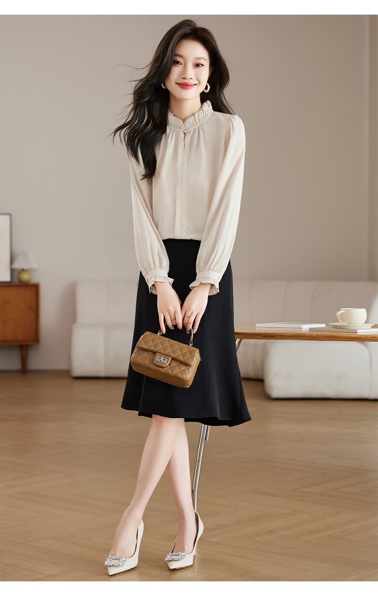 실사 프랑스식 레이스 스탠드 칼라 여성 셔츠 2026 가을 의상 새로운 고급 품격 쉬폰 셔츠 Chic 상세 이미지 10