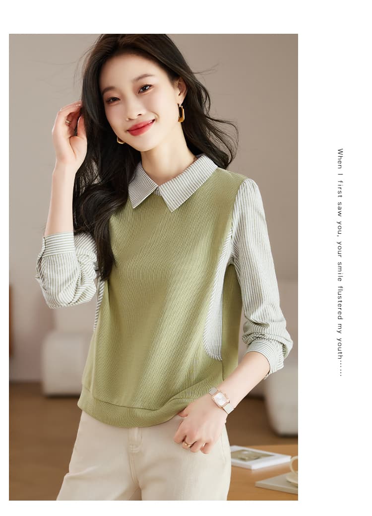 실사 봄 여성 셔츠 2026 가을 새로운 작은 셔츠 디자인 센스 외국 가스 페이크 레이어드 맨위 Chic 상세 이미지 8