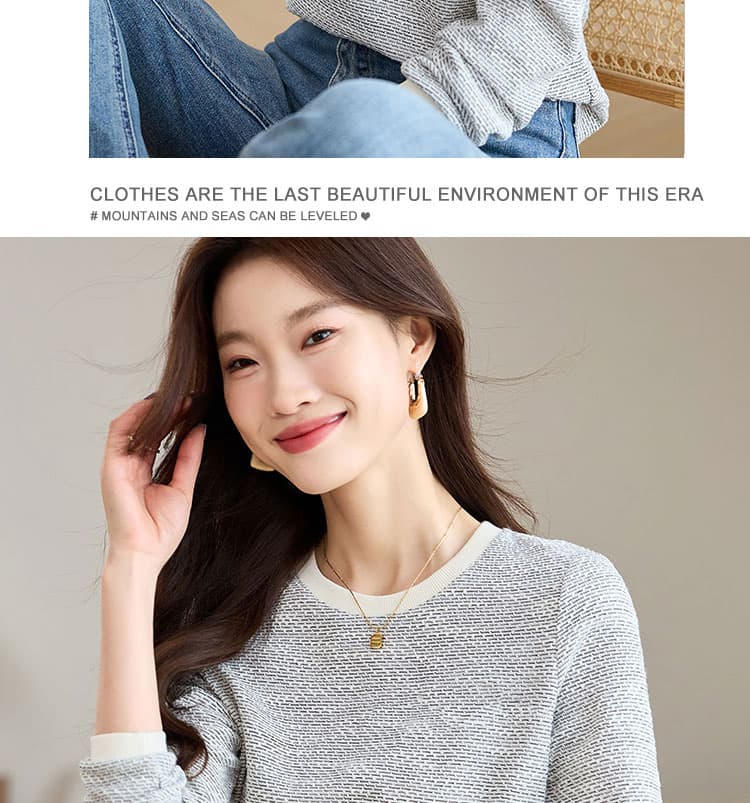 실사 2493 작은 샤넬 스타일 긍정적 인 어깨 긴팔 T 여성 가을 2026 가을 외국 가스 Chic 만나는 맨위 슬림해 보이는 상세 이미지 13