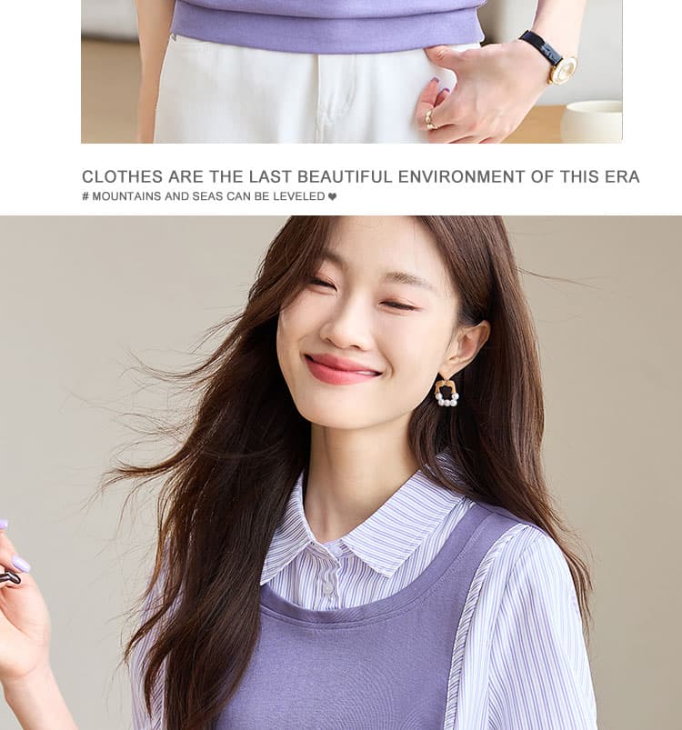 실사 긴팔 페이크 레이어드 여성 셔츠 표지 배 2026 가을 패션 실크 셔츠 품격 작은 셔츠 상세 이미지 13