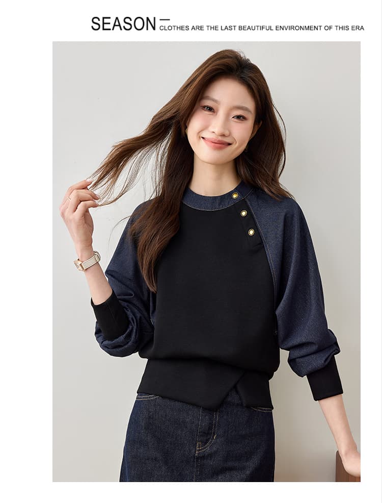 실사 디자인 센스 데님 셔츠 여성 의류 2026 가을 의상 새로운 루즈핏 슬림해 보이는 유럽 상품 레트로 Chic 상세 이미지 5