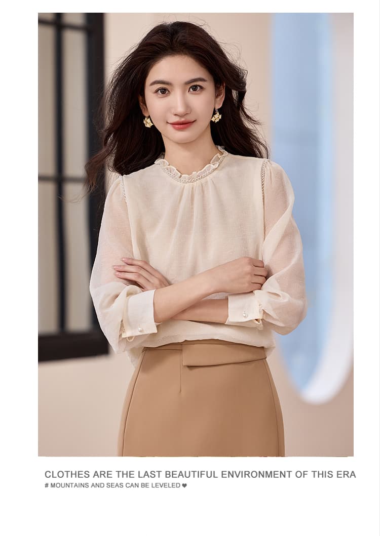 실사 프랑스식 고급 센스 품격 쉬폰 톱 여성 2026 가을 의상 새로운 긴팔 Chic 셔츠 상세 이미지 9