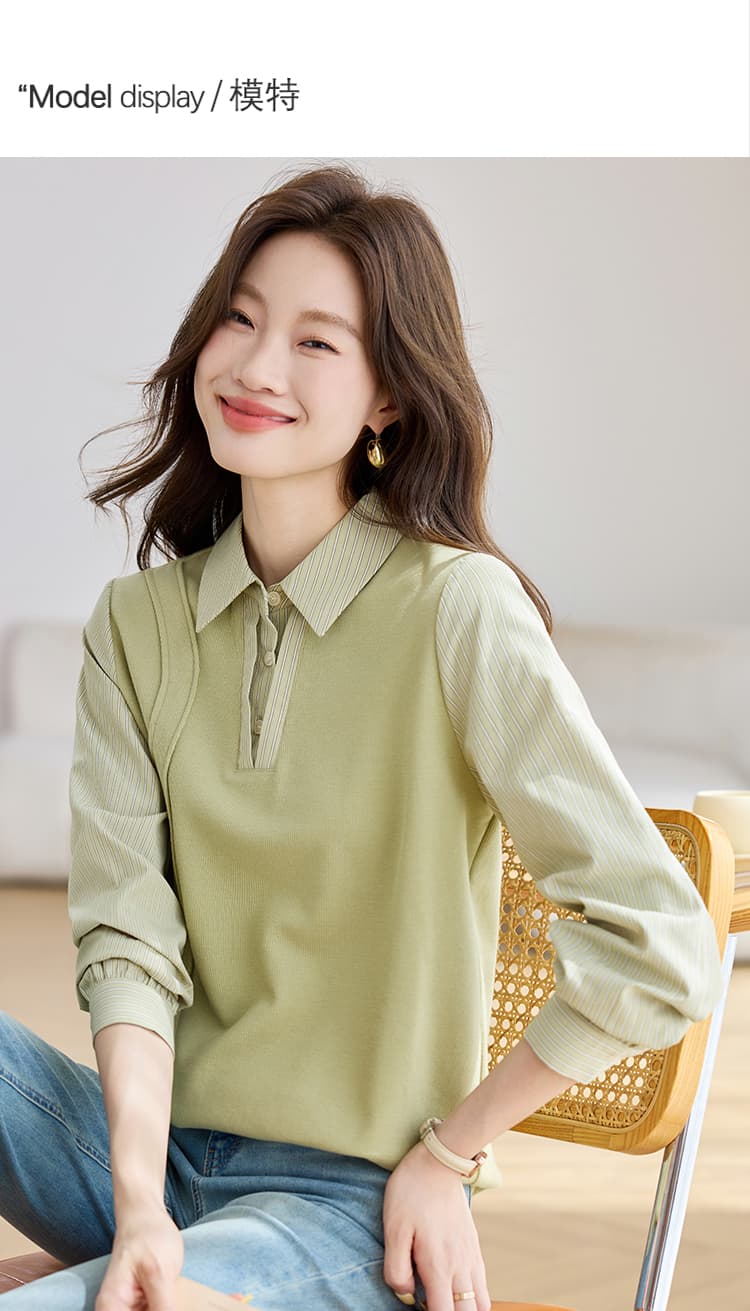실사 셔츠 칼라 후드티 여성 2026 가을 의상 새로운 여성 패션 품격 페이크 레이어드 긴팔 맨위 상세 이미지 4