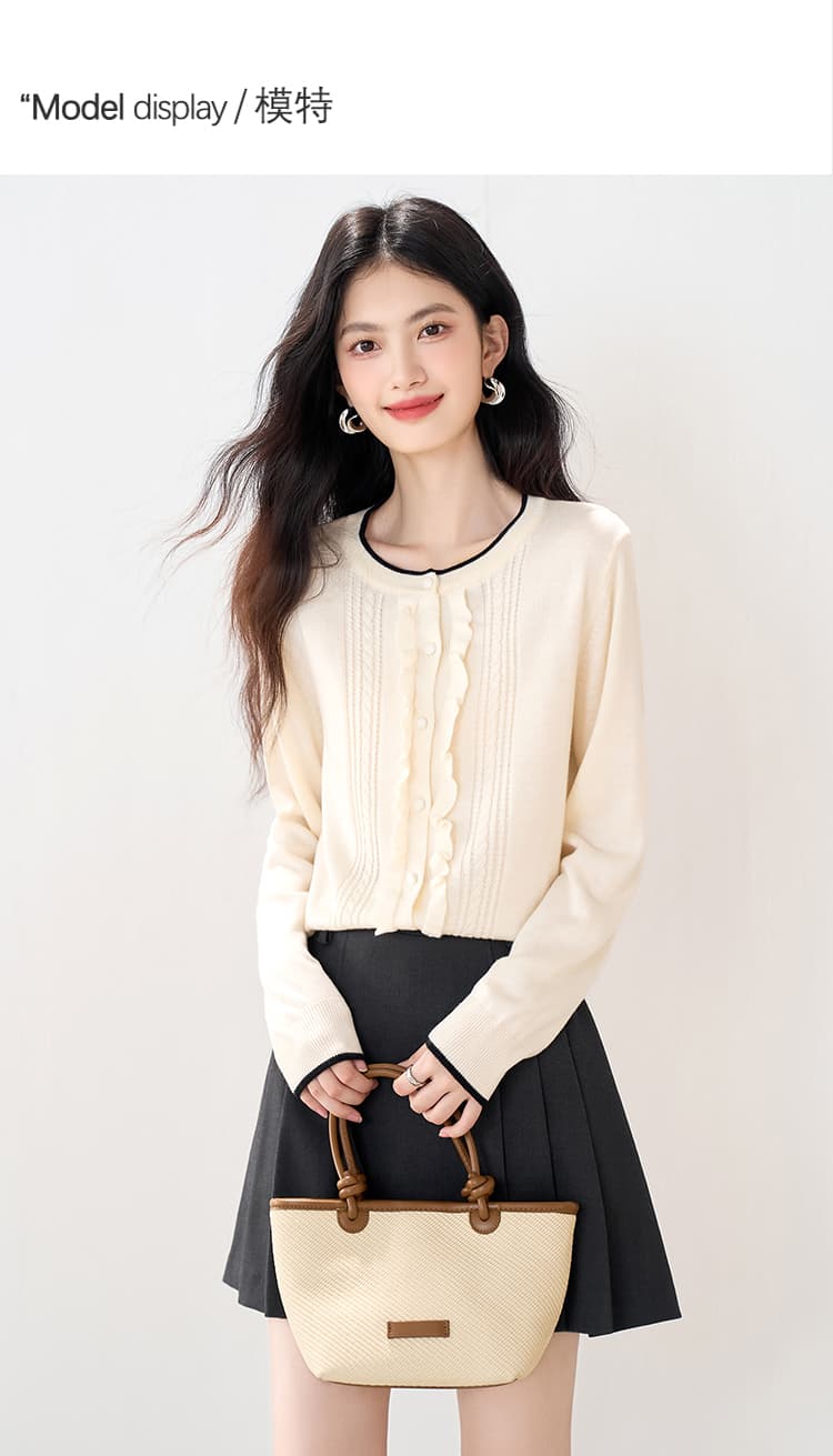 실사 2026 년 가을 의상 새로운 프릴 싱글 줄 버튼 긴팔 셔츠 다용도 슬림해 보이는 출퇴근 맨위 상세 이미지 5