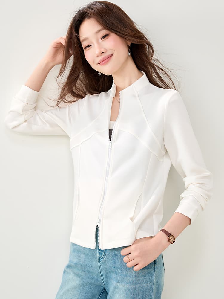 실사 9130 미니멀리즘 운동 캐주얼 2026 가을 의상 새로운 고유 한 슈퍼 잘 생긴 더블 지퍼 몸매 가꾸기 슬림해 보이는 맨위 이미지 4