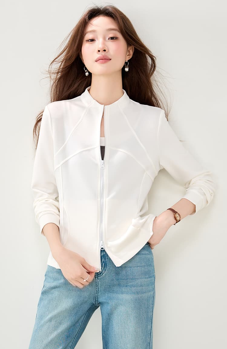 실사 9130 미니멀리즘 운동 캐주얼 2026 가을 의상 새로운 고유 한 슈퍼 잘 생긴 더블 지퍼 몸매 가꾸기 슬림해 보이는 맨위 상세 이미지 9