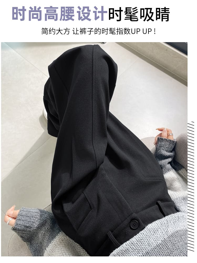 해군 모직 와이드 레깅스 바지 가을 겨울철 하이웨이스트 도루 센스 아름다움 라드. 착용 가져 가라. 작은 키 스트레이트 바닥 청소 바지 상세 이미지 10
