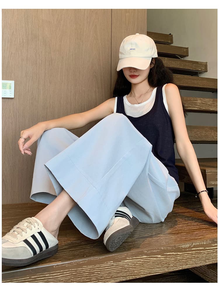 실사 9 포인트 워시 물 면 넓은 다리 물 파란색 색상 청바지 여성 봄 가을 26 새로운 루즈핏 슬림해 보이는 스트레이트 팬츠 상세 이미지 32