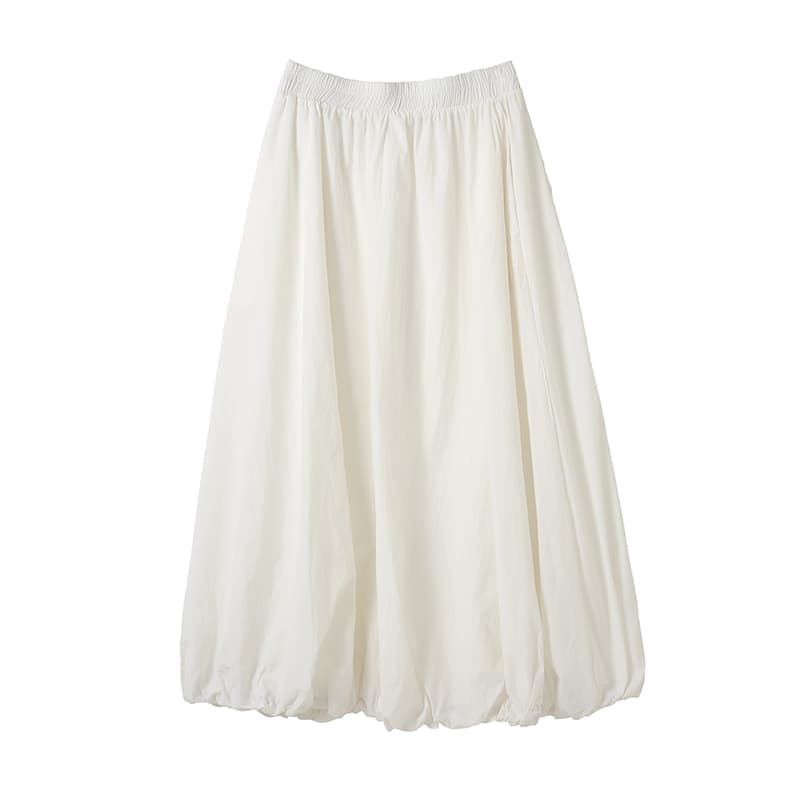 화이트 호박 치마 여성 여름 2026 새로운 하이웨이스트 루즈핏 꽃밭 치마 퍼프 한 마디 워크웨어 반신 치마 이미지 6