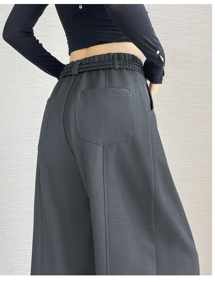 하이웨이스트 어두운 회색 정장 와이드 레깅스 바지 봄 가을 2026 새로운 루즈핏 도루 센스 모통이 칼 바지 캐주얼 바지 상세 이미지 34