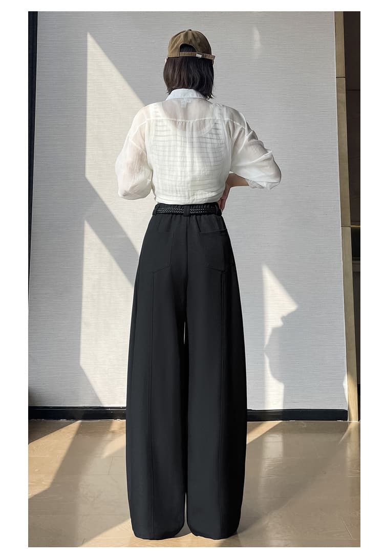 하이웨이스트 어두운 회색 정장 와이드 레깅스 바지 봄 가을 2026 새로운 루즈핏 도루 센스 모통이 칼 바지 캐주얼 바지 상세 이미지 47