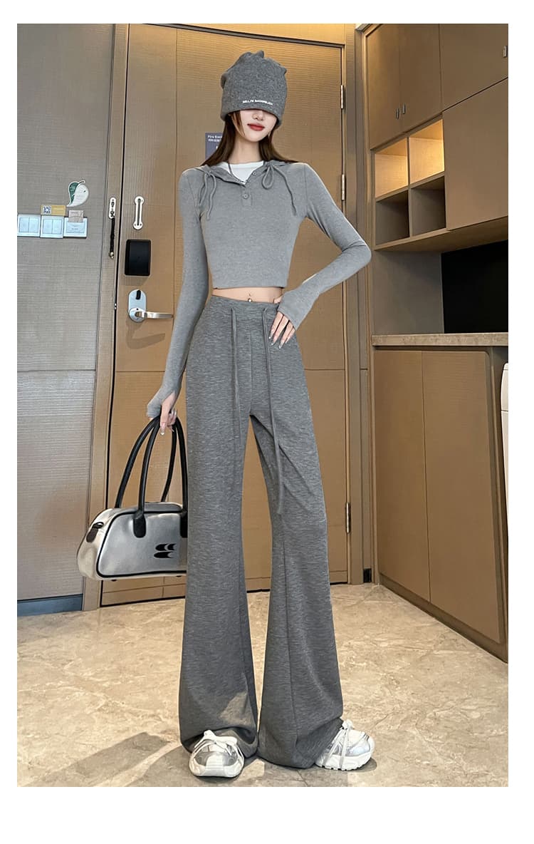 실사 부츠컷 운동 바지 여성 2026 봄 가을 하이웨이스트 넓은 다리 나팔 바지 캐주얼 스트레이트 바닥 청소 바지 요가 웨이 바지 상세 이미지 45
