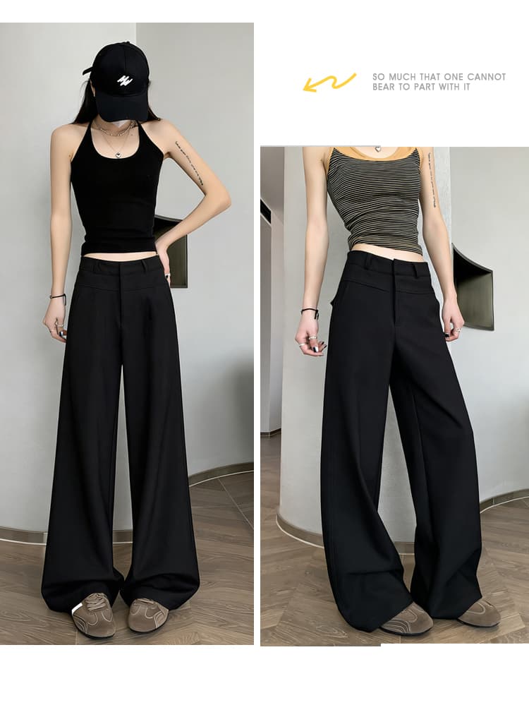 실사 카키 색 와이드 레깅스 바지 봄 가을 하이웨이스트 도루 센스 좁은 에디션 슬림해 보이는 정장 바지 캐주얼 스트레이트 팬츠 상세 이미지 33