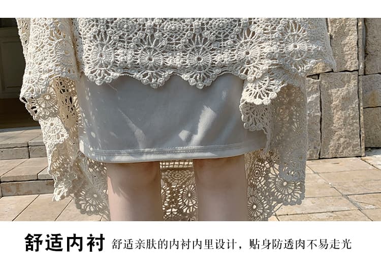 실사 무거운 작업 자수 홀로우 아웃 레이스 반신 스커트 여성 여름 중간 길이 허리밴드 슬림해 보이는 큰 진자 한 마디 롱 스커트 상세 이미지 12