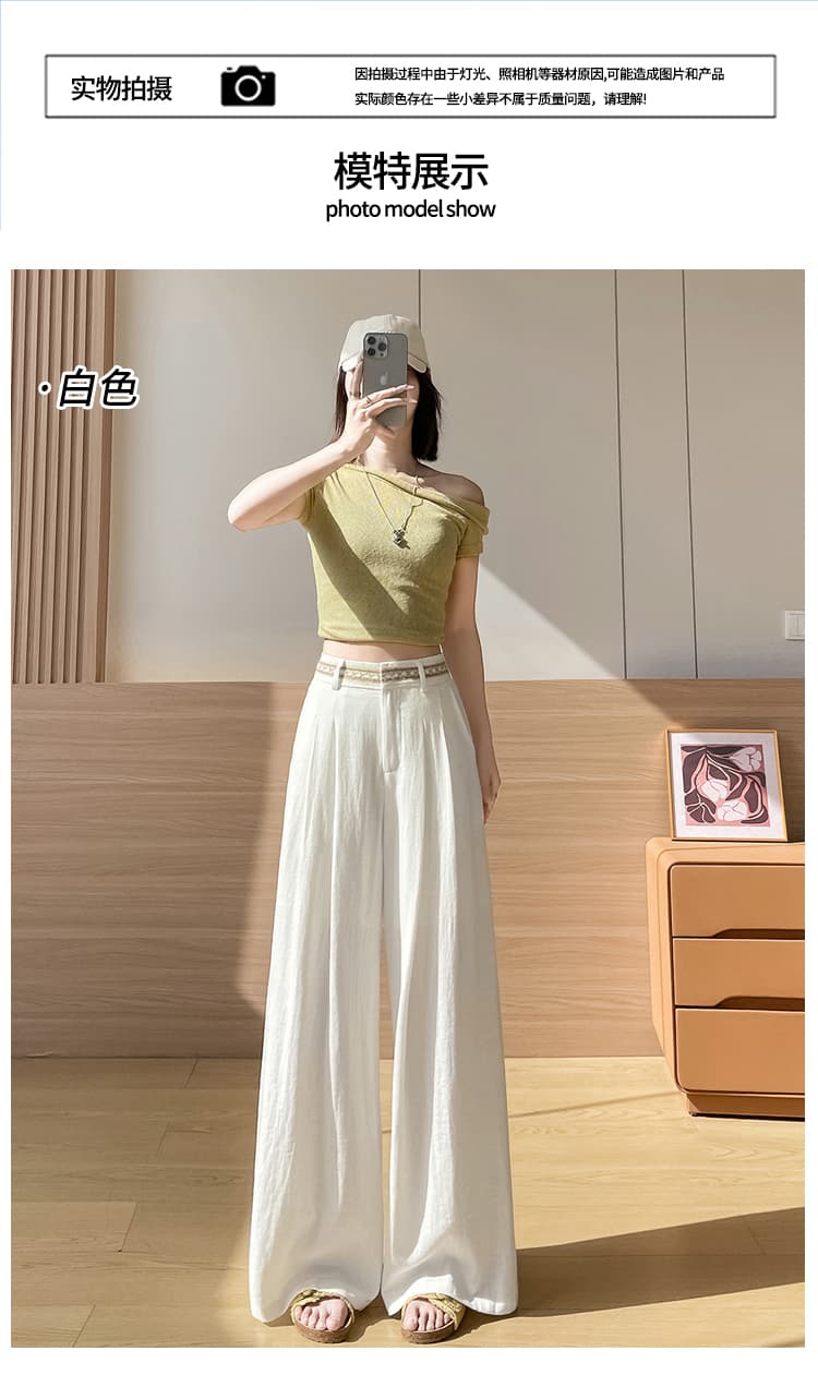 실사 얼음 실크 아마 정장 와이드 레깅스 바지 2026 여름 하이웨이스트 도루 센스 면 린넨 캐주얼 스트레이트 야마모토 바지 상세 이미지 28