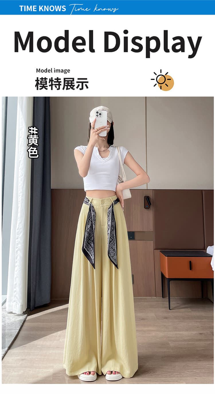 실사 얼음 실크 면 린넨 정장 와이드 레깅스 바지 여름 도루 하이웨이스트 루즈핏 느긋한 바람 캐주얼 스트레이트 바닥 청소 바지 상세 이미지 29