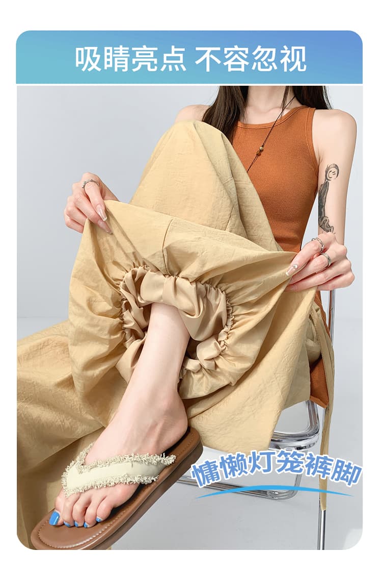 실사 얼음 실크 면 린넨 꽃밭 치마바지 여성 2026 여름 하이웨이스트 루즈핏 배기 바지 루즈핏 캐주얼 와이드 레그 팬츠 상세 이미지 7