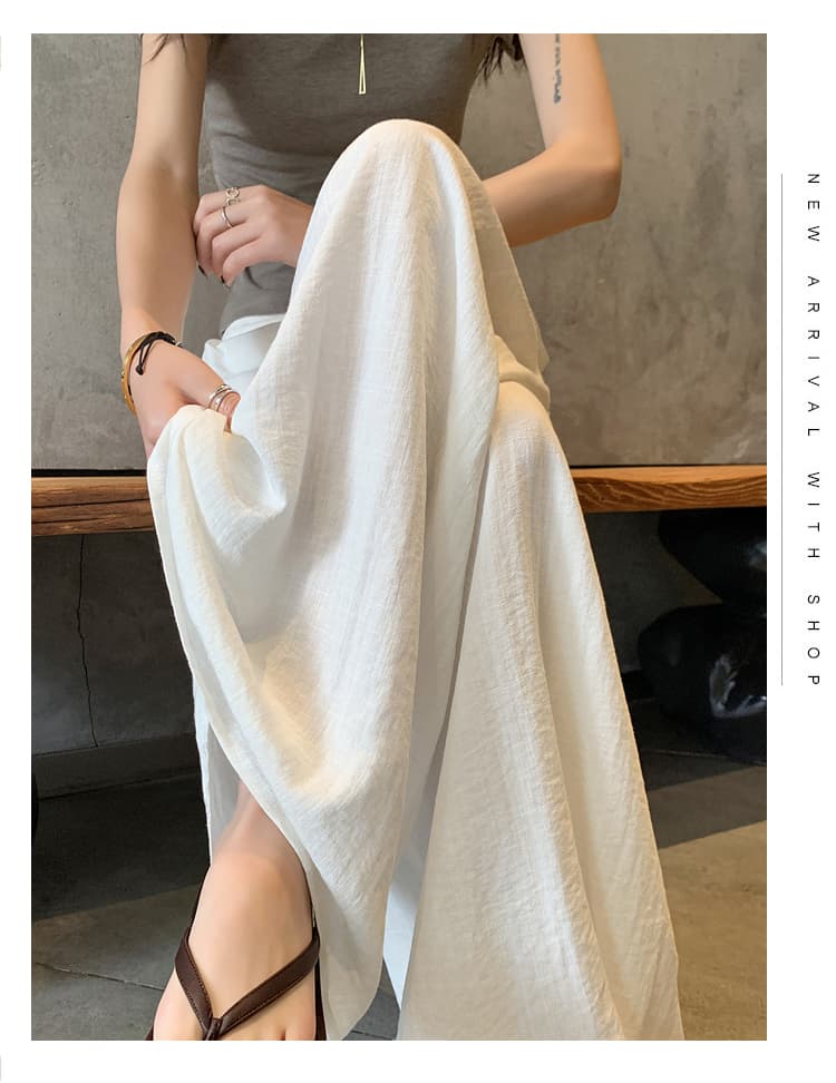 실사 얼음 실크 아마 복부 수축 와이드 레깅스 바지 여름 하이웨이스트 슬림해 보이는 정장 바지 도루 센스 루즈핏 면 린넨 바지 상세 이미지 34
