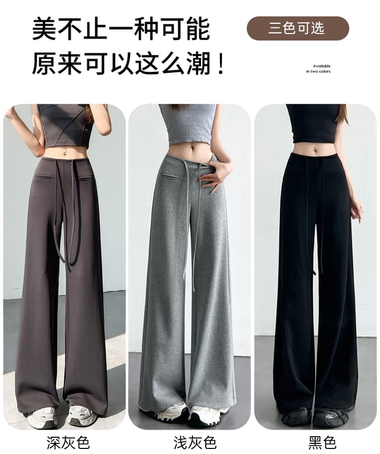 실사 아메리칸 핫걸 루즈핏 캐주얼 스트레이트 운동 바지 여성 여름 이전 주머니 디자인 도루 센스 와이드 레그 팬츠 웨이 바지 상세 이미지 22