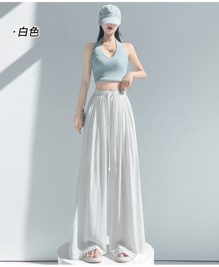 실사 주간 실크 아마 야마모토 바지 여성 여름 새로운 루즈핏 도루 센스 차가운 스트레이트 얼음 실크 면 린넨 와이드 레그 팬츠 상세 이미지 30