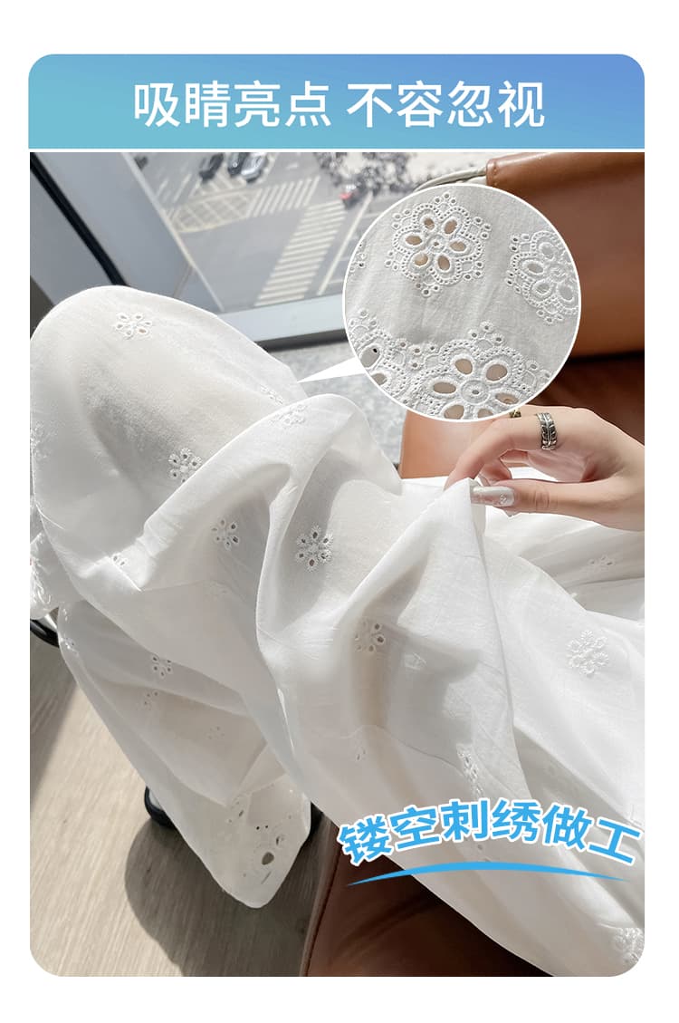 실사 레이스 홀로우 아웃 자수 와이드 레깅스 바지 2026 여름 하이웨이스트 디스플레이 도루 센스 캐주얼 정장 스트레이트 바닥 청소 바지 상세 이미지 14