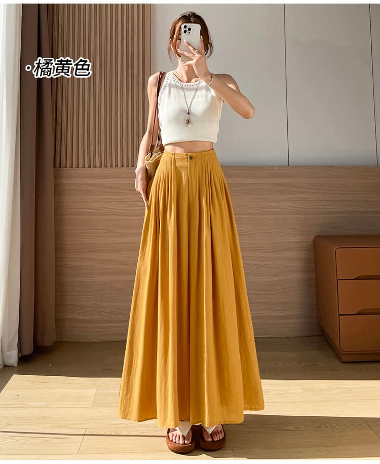 실사 얼음 실크 아마 와이드 레깅스 바지 여름 하프 허리밴드 플리츠 도루 센스 면 린넨 캐주얼 야마모토 바지 치마바지 상세 이미지 23