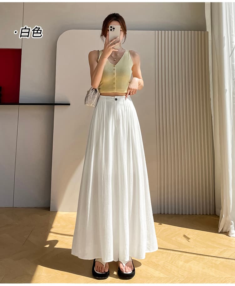 실사 얼음 실크 아마 와이드 레깅스 바지 여름 하프 허리밴드 플리츠 도루 센스 면 린넨 캐주얼 야마모토 바지 치마바지 상세 이미지 28