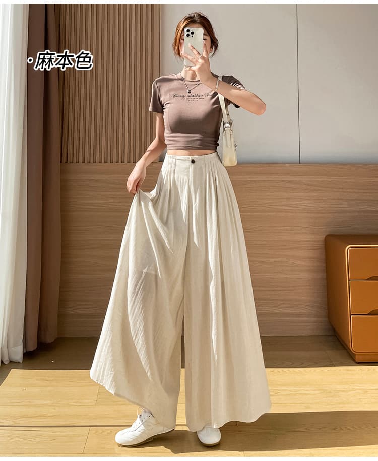 실사 얼음 실크 아마 와이드 레깅스 바지 여름 하프 허리밴드 플리츠 도루 센스 면 린넨 캐주얼 야마모토 바지 치마바지 상세 이미지 33
