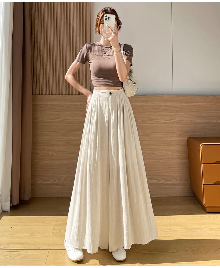 실사 얼음 실크 아마 와이드 레깅스 바지 여름 하프 허리밴드 플리츠 도루 센스 면 린넨 캐주얼 야마모토 바지 치마바지 상세 이미지 36