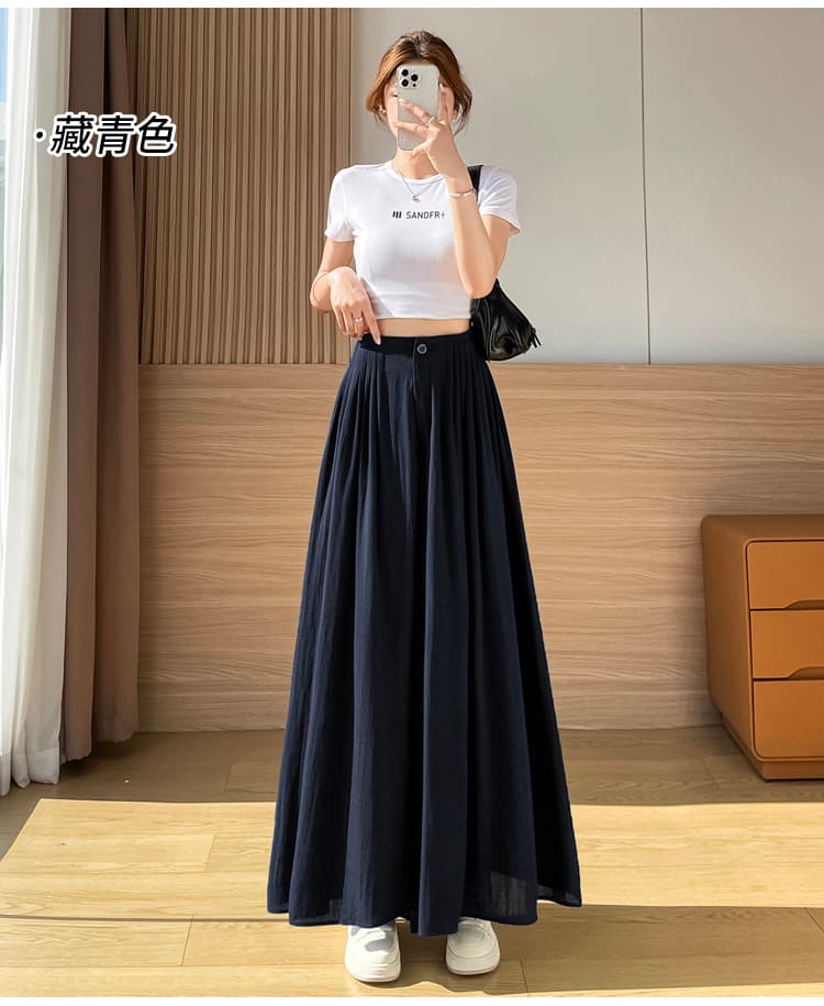 실사 얼음 실크 아마 와이드 레깅스 바지 여름 하프 허리밴드 플리츠 도루 센스 면 린넨 캐주얼 야마모토 바지 치마바지 상세 이미지 38