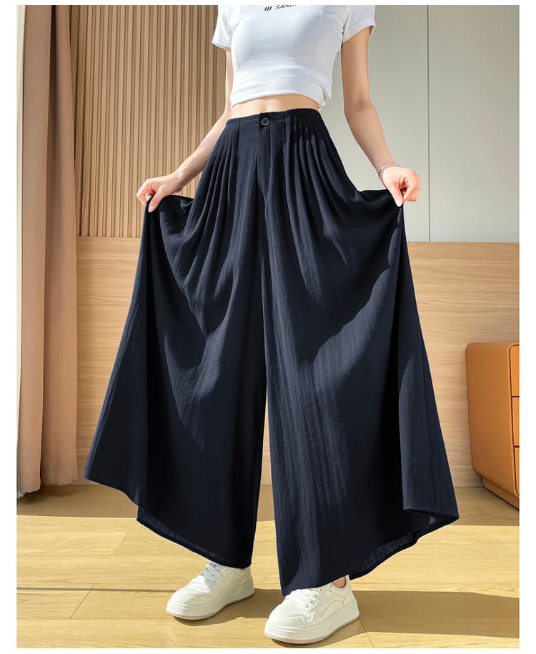 실사 얼음 실크 아마 와이드 레깅스 바지 여름 하프 허리밴드 플리츠 도루 센스 면 린넨 캐주얼 야마모토 바지 치마바지 상세 이미지 42