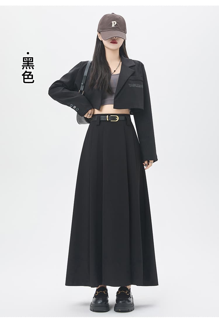 실사 회색 정장 반신 스커트 여성 가을 새로운 중간 길이 플리츠 스커트 하이웨이스트 표지 넓적 다리 슬림해 보이는 한 마디 롱 스커트 상세 이미지 42