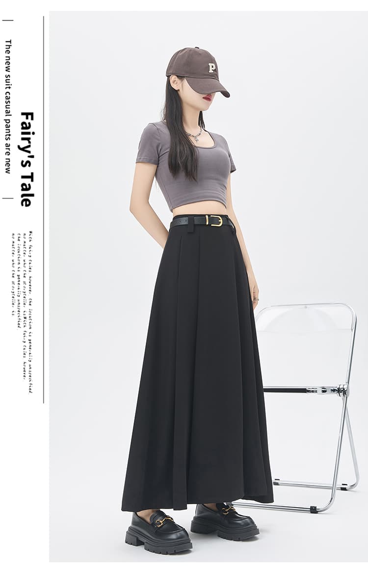 실사 회색 정장 반신 스커트 여성 가을 새로운 중간 길이 플리츠 스커트 하이웨이스트 표지 넓적 다리 슬림해 보이는 한 마디 롱 스커트 상세 이미지 48