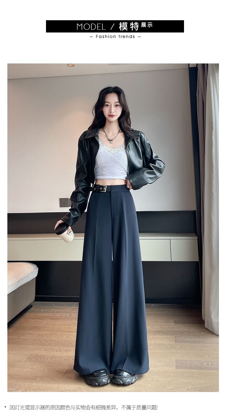 실사 오래된 돈 바람 정장 와이드 레깅스 바지 2026 여름 새로운 하이웨이스트 슬림해 보이는 표지 넓적 다리 캐주얼 스트레이트 바닥 청소 바지 상세 이미지 26