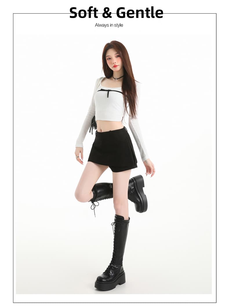 실사 사슴 캐시미어 반신 스커트 여성 2026 가을 아메리칸 레트로 하이웨이스트 측면 트임 한 마디 타이트 스커트 짧은 치마바지 상세 이미지 33