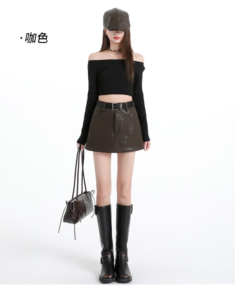 실사 레트로 핫걸 하이웨이스트 PU 가죽 짧은 치마바지 여성 2026 가을 슬림해 보이는 몸매 가꾸기 질감 한 마디 타이트 스커트 반바지 상세 이미지 16