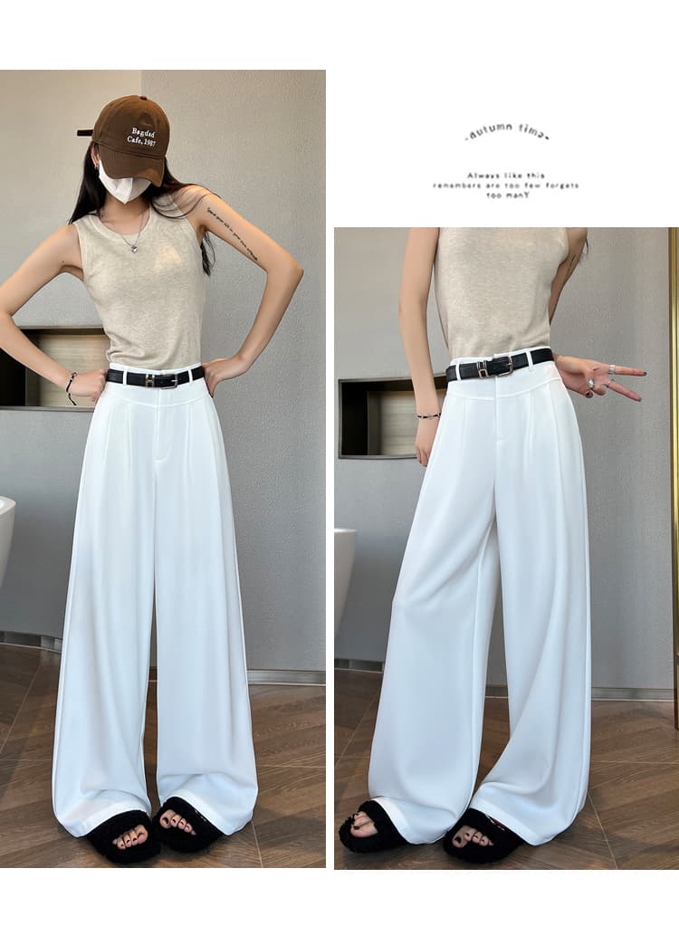 실사 정장 와이드 레깅스 바지 2026 가을 새로운 하이웨이스트 루즈핏 스트레이트 슬림해 보이는 도루 센스 캐주얼 바닥 청소 바지 상세 이미지 34
