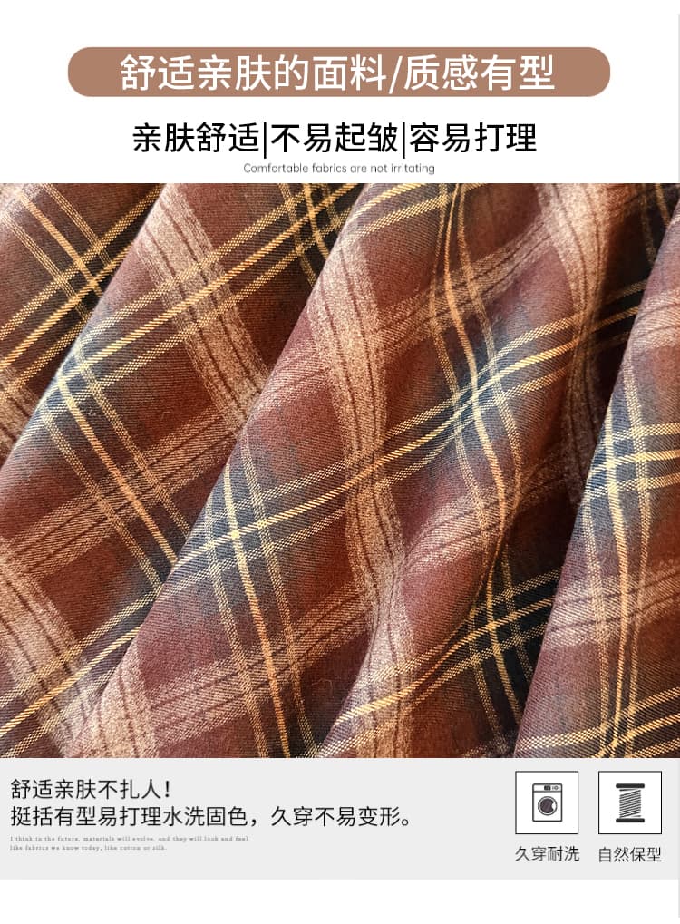 실사 불규칙 체크무늬 반신 스커트 여성 가을 새로운 레트로 체크무늬 허리밴드 슬림해 보이는 중간 길이 A라인 스커트 상세 이미지 9