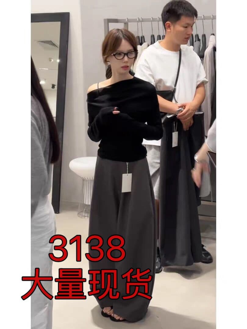 품격 전체 집합 ootd 착용 가져 가라. 2025 새로운 이른 가을 한 부서 보트넥 긴팔 맨위 낫 바지 투피스 세트 이미지 2