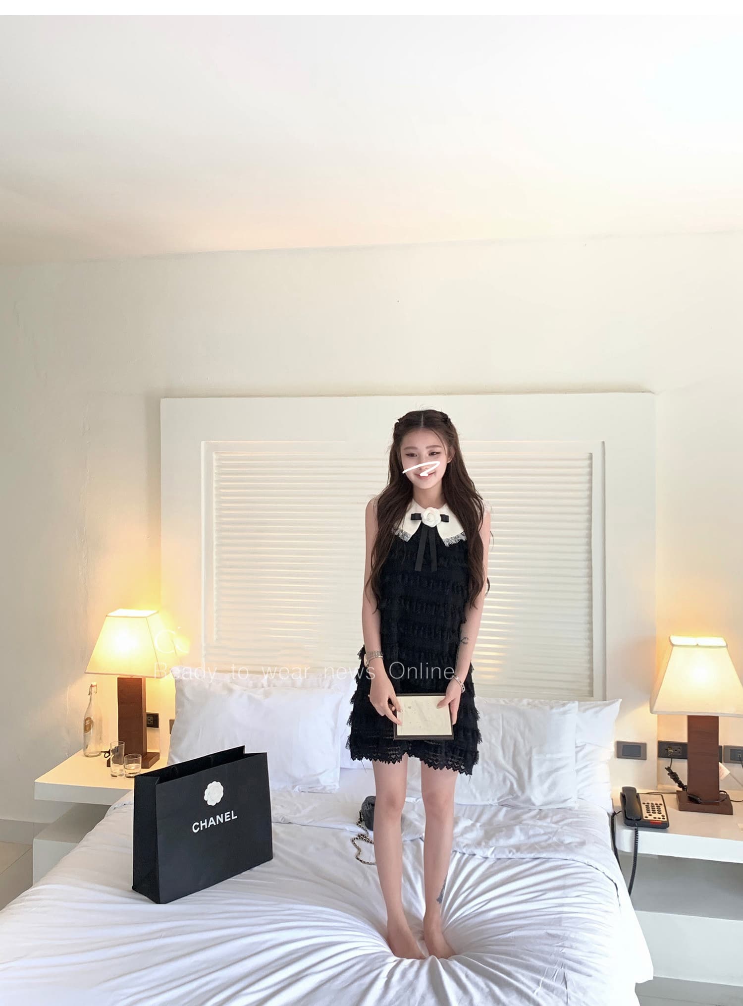 자동차 늦게 En chien miu 부서 천 골드 베이비 칼라 케이크 드레스 여름 무거운 작업 검정색 민소매 레이스 여성 드레스 상세 이미지 5