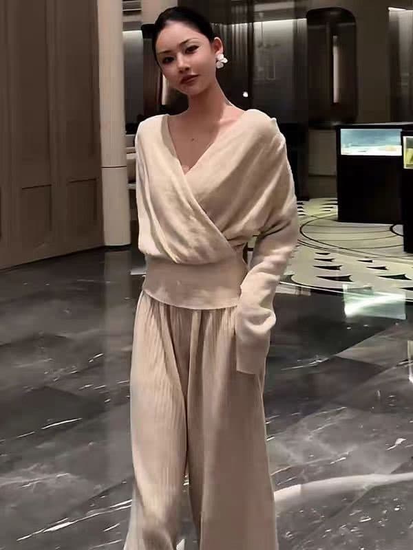 가을 캐주얼 바람 가을 겨울 와이드 레그 팬츠 맨위 패션 세트 캐주얼 슬림해 보이는 패션 프랑스식 상세 이미지 4
