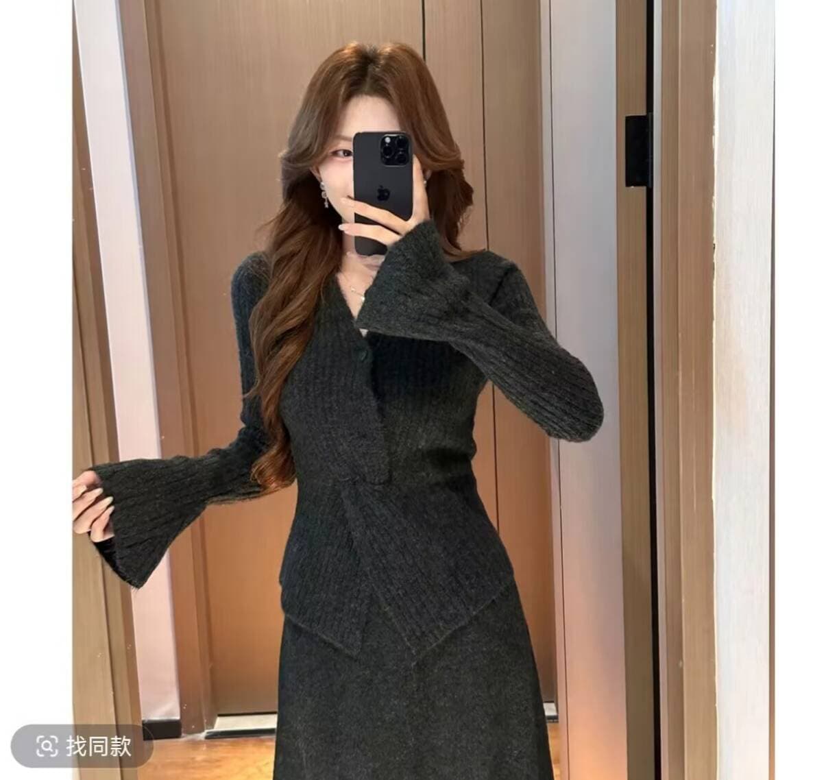 느긋한 바람 프랑스식 센 부서 캐주얼 바람 패션 세트 쇼트 스타일 가을 미니 스커트 하이웨이스트 가을 겨울 상세 이미지 4