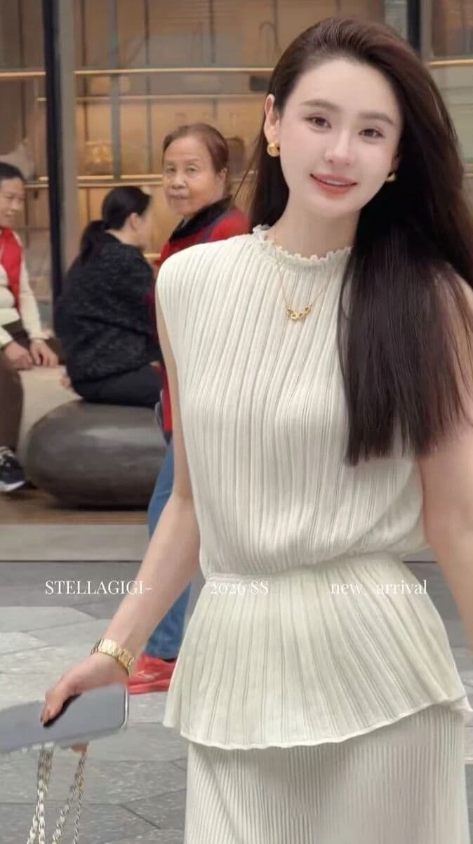 구오 힘 힘 ss 레이스 칼라 플리츠 허리 수축 니트 맨위 도루 센스 주름 슬림해 보이는 타이트 스커트 인어 꼬리 스커트 이미지 4